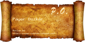 Payer Oszkár névjegykártya